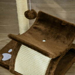 Pawhut Cat Tree Tower, Rotatable Top Bar, Sisal Post, Tunnel, Balls, Brown - thumbnail 8