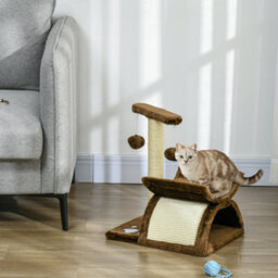 Pawhut Cat Tree Tower, Rotatable Top Bar, Sisal Post, Tunnel, Balls, Brown