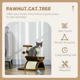 Pawhut Cat Tree Tower, Rotatable Top Bar, Sisal Post, Tunnel, Balls, Brown - thumbnail 4