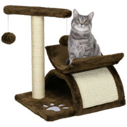 Pawhut Cat Tree Tower, Rotatable Top Bar, Sisal Post, Tunnel, Balls, Brown - thumbnail 2