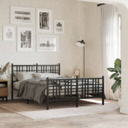 Berkfield Metal Bed Frame Without Mattress With Footboard Black 120X190Cm - thumbnail 1