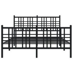 Berkfield Metal Bed Frame Without Mattress With Footboard Black 120X190Cm - thumbnail 4