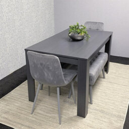 Kosy Koala Modern Dark Grey Dining Table Set With 2 Grey Velvet Chairs And 2 Grey Benches - thumbnail 4