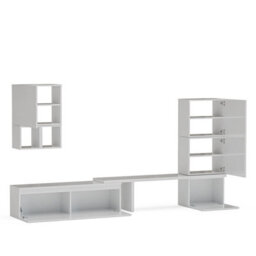 Decorotika Getafe Moduler Modern Tv Unit Wall Mount High Gloss White - thumbnail 5