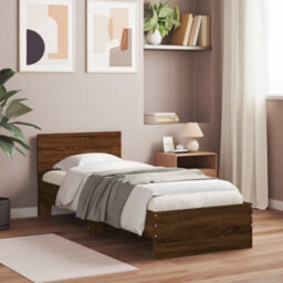 Walplus Bed Frame Without Mattress With Headboard Brown Oak 90X200 Cm - thumbnail 1