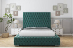 "Sloomy Ambassador Emerald Plush Bed Frame With 50""  Upholstered Headboard 3' Single"