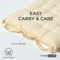 Homescapes Cream Seat Pads 100% Cotton Chair Cushions 40X40 Cm, Set Of 4 Plain Chair Pads For Dining, Kitchen Or Garden Outdoor - thumbnail 6
