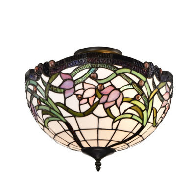 Belofay Wild Vine Jewel Pendant Ceiling Light Shade, Tiffany Ceiling Light Stained Glass Handmade Uplighter Shade Ceiling Lights - image 1