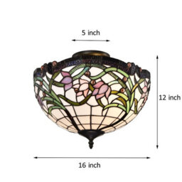 Belofay Wild Vine Jewel Pendant Ceiling Light Shade, Tiffany Ceiling Light Stained Glass Handmade Uplighter Shade Ceiling Lights - thumbnail 5