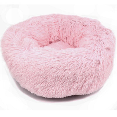 Actiaspet Dog Cat Bed Fluffy Donut Kitten Puppy Pet Cushion Calming Mattress Pink Xs - image 1
