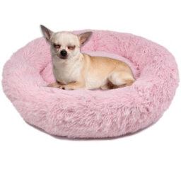 Actiaspet Dog Cat Bed Fluffy Donut Kitten Puppy Pet Cushion Calming Mattress Pink Xs - thumbnail 2