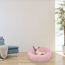 Actiaspet Dog Cat Bed Fluffy Donut Kitten Puppy Pet Cushion Calming Mattress Pink Xs - thumbnail 3