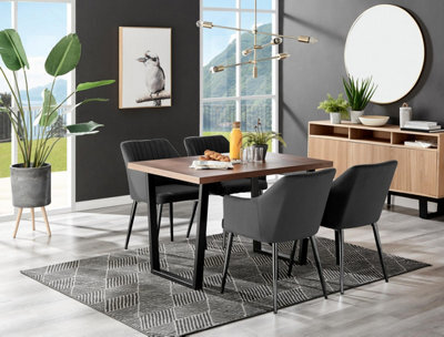 Furniturebox Uk Kylo Brown Wood Effect Dining Table & 4 Black Calla Black Leg Chairs - image 1