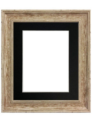 Frames By Post Scandi Distressed Wood Frame With Black Mount For Image Size 10 X 6 - image 1