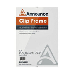 Hampton Frames Clip Photo Poster Display Clip Frame Perspex Acrylic (Non Glass) A3 (29.7X42Cm) Cf3042Ng - thumbnail 1