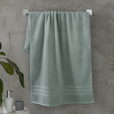 Catherine Lansfield Zero Twist Cotton Bath Sheet Pair Sage Green - image 1