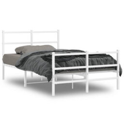 Berkfield Metal Bed Frame Without Mattress With Footboard White 120X190Cm - thumbnail 2