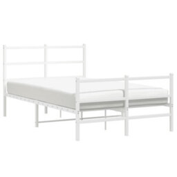 Berkfield Metal Bed Frame Without Mattress With Footboard White 120X190Cm - thumbnail 4