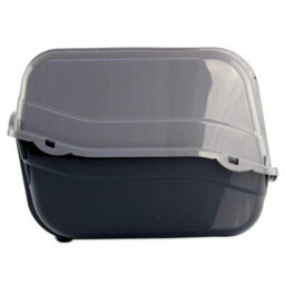 Hooded Litter Tray Grey Plastic Portable Dog Cat Hand Carry Travel Pet Toilet - thumbnail 8