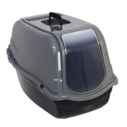 Hooded Litter Tray Grey Plastic Portable Dog Cat Hand Carry Travel Pet Toilet - thumbnail 7