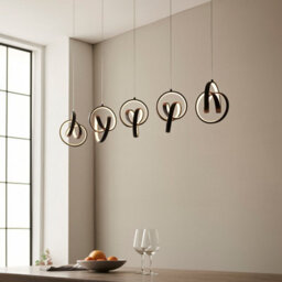 Luminosa Lighting Luminosa Cosma Modern Designer Integrated Led 5 Light Bar Pendant Textured Black Finish