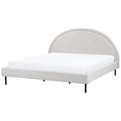 Beliani Bed Fabric Margut 180 X 200 Cm (Eu Super King) Light Grey - image 1