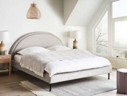 Beliani Bed Fabric Margut 180 X 200 Cm (Eu Super King) Light Grey - thumbnail 2