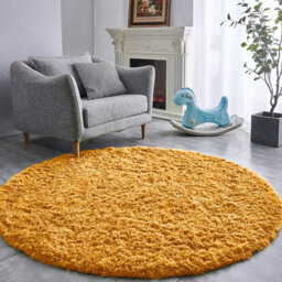 Ameha Ochre Shaggy Area Rugs 120X120Cm Anti-Slip Rounded Soft Thick Pile Fluffy Shaggy Rug For Kids Room & Bedrooms - thumbnail 4