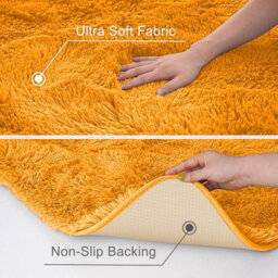 Ameha Ochre Shaggy Area Rugs 120X120Cm Anti-Slip Rounded Soft Thick Pile Fluffy Shaggy Rug For Kids Room & Bedrooms - thumbnail 8