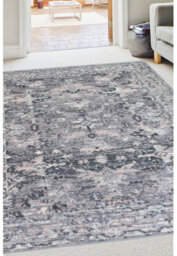Melrose Colorama Traditional Design Grey/pink X-Large Indoor Area Rug 200/290Cm