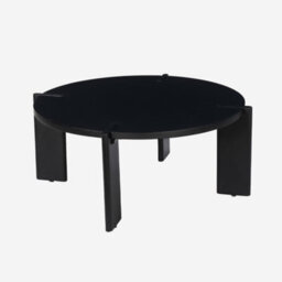 Sweeek - Round Solid Mango Wood Coffee Table Reva Black 80X80X36 Cm - thumbnail 1