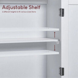 Bathroom Wall Cabinet Double Door Storage Cupboard Wooden White By Home Discount - thumbnail 4