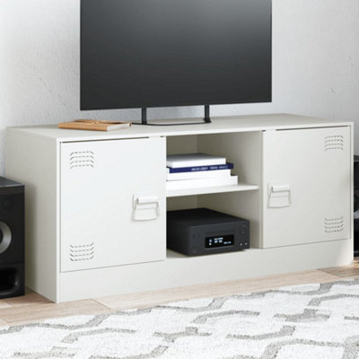 Berkfield Tv Cabinet White 99X39X44 Cm Steel - image 1