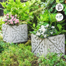 Pair Of Stone Cast Large Celtic Garden Planter Pots - thumbnail 3