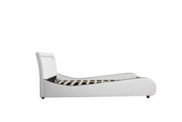 SlumberWorx Orion Led Lights Headboard Gaming Style Faux Leather Single Bed Frame (White With Black) - thumbnail 7