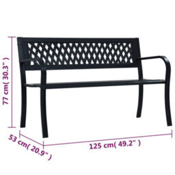 Walplus Garden Bench 125 Cm Black Steel - thumbnail 8