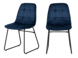 Seconique Lukas Chair Sapphire Blue Velvet Fabric Dining Chair X2 Priced Per Pair - thumbnail 1