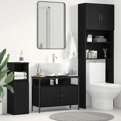 Walplus Bathroom Sink Cabinet Black Oak 80 X 30 X 60 Cm Engineered Wood - image 1