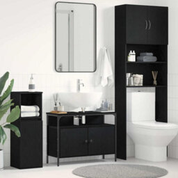 Walplus Bathroom Sink Cabinet Black Oak 80 X 30 X 60 Cm Engineered Wood - thumbnail 1