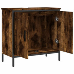 Berkfield Bathroom Sink Cabinet Smoked Oak 60X30X60 Cm Engineered Wood - thumbnail 6
