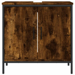 Berkfield Bathroom Sink Cabinet Smoked Oak 60X30X60 Cm Engineered Wood - thumbnail 5