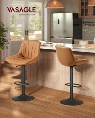 LEDREM Bar Stools Set Of 2, Adjustable Bar Chairs With Backs, 360 Swivel, Metal Footrest, Barstools, For Kitchen Dining Reception - image 1