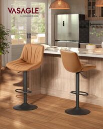 Vasagle Bar Stools Set Of 2, Adjustable Bar Chairs With Backs, 360 Swivel, Metal Footrest, Barstools, For Kitchen Dining Reception