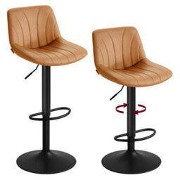 LEDREM Bar Stools Set Of 2, Adjustable Bar Chairs With Backs, 360 Swivel, Metal Footrest, Barstools, For Kitchen Dining Reception - thumbnail 2