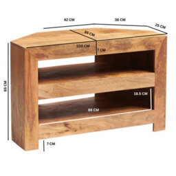 Hommoo Light Mango Wood Corner Tv Cabinet Entertainment Media Unit - thumbnail 4