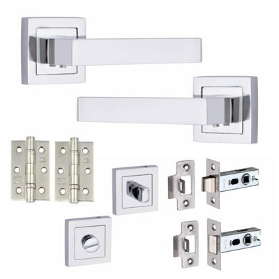 Golden Grace 1 Set Delta Design Bathroom Complete Internal Door Handle Set Polished Chrome Finish - image 1