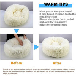 Dog Bed Donut Soft Large Plush Cat Beds For Calming Pet Anti Anxiety Washable Dark Grey L - thumbnail 6