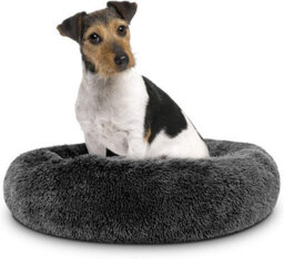 Dog Bed Donut Soft Large Plush Cat Beds For Calming Pet Anti Anxiety Washable Dark Grey L - thumbnail 7