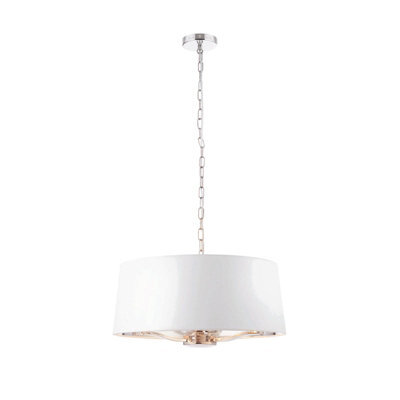 Ceiling Pendant Light Bright Nickel & Vintage White Fabric 3X 40W E14 E10196 - image 1