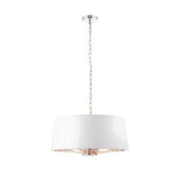 Ceiling Pendant Light Bright Nickel & Vintage White Fabric 3X 40W E14 E10196 - thumbnail 1
